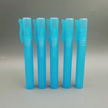 100 adet 10ml boş parfüm el dezenfektanı sprey şişesi, mavi plastik sprey parfüm kalemi şişeleri küçük doldurulabilir atomizör şişe