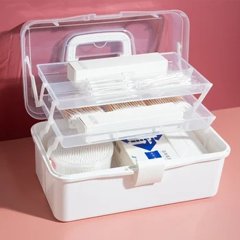 Şeffaf Plastik Tıbbi Kutu Taşınabilir Ev Çok katmanlı Saklama Kabı Çok Fonksiyonlu kutu