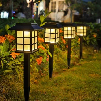 LED güneş ışığı su geçirmez açık çim lambaları yolu peyzaj geçit yolu Yard Patio bahçe dekorasyon güneş enerjisi ışıkları