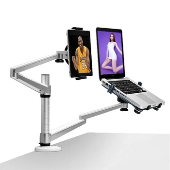 OA-9X Masaüstü Tam Hareket Çift Kol Dizüstü + Tablet PC Standı Döndür Tutucu Dizüstü 10-15 inç ve Tüm Tablet PC 7-10 inç