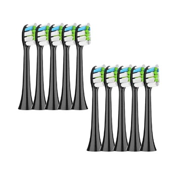 10 Adet Yedek Fırça Başkanları için HX6064 HX6930 HX6730 Sonic Elektrikli Diş Fırçası Vakum Yumuşak Siyah
