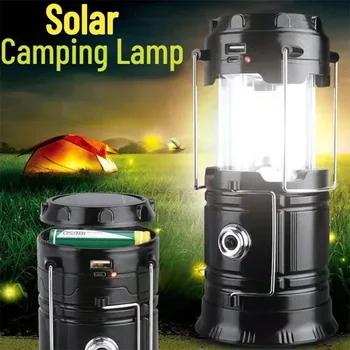 Katlanabilir Taşınabilir LED kamp feneri Su Geçirmez Güneş USB şarj edilebilir LED lamba El Feneri Hayatta Kalma Kitleri Kapalı Açık Ev için