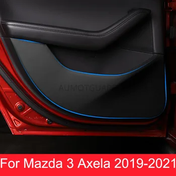 Araba PU Deri Kapı Koruyucu Ped Kapı Tahta Anti Kick Pad Anti-kirli Ped Mat Kapak Sticker Mazda 3 Axela 2019 2020 2021