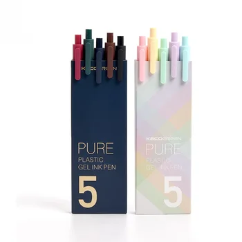 5 adet Vintage Saf Renk Kalem Tükenmez 0.5 mm Çok renkli jel mürekkep rulosu Tükenmez Kalemler Yazma İmza Şeker Hediye Okul A6696