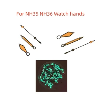 Izle Aksesuarları İzle Eller Yeşil Işıklı Kol Saati Turuncu işaret seti İçin NH35 NH36 Hareketi