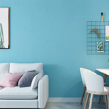 Açık Koyu Deniz Mavi Serisi dokunmamış Duvar Kağıtları Çift Düz Düz Renk duvar kağıdı Yatak Odası Oturma Odası Duvarları için Papel İletişim