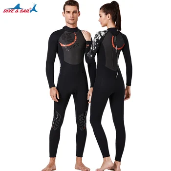 Erkekler Kadınlar 3mm Neopren Tek Parça Wetsuit Uzun Kollu Tam Vücut Sıcak Rashguard Dalış Yüzme Sörf Tüplü dalış elbisesi Mayo
