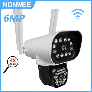 6MP wifi güvenlik kamerası Çift Lens PTZ Açık CCTV Gözetim Kamera Çift Ekran Video Kayıt Otomatik İzleme ıCam365