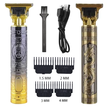 USB Vintage T9 0MM Oyma Profesyonel Saç Düzeltici Sakal Adam için Elektrikli Akülü Saç Kesme Makinesi Berber Makası C0025A