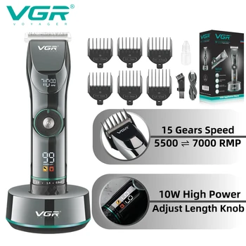 VGR Saç Düzeltici Profesyonel Saç Kesme Akülü Saç Kesme Makinesi Elektrikli Giyotin Ayarlanabilir Hız şarj standı V-256