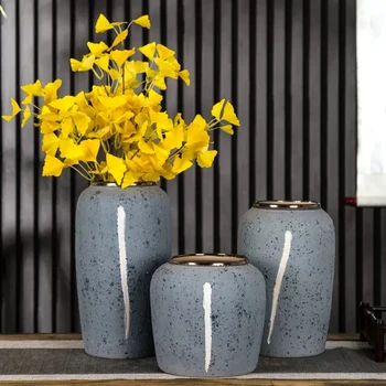 Jingdezhen seramik nostaljik retro kaba çömlek vazo endüstriyel tarzı kurutulmuş çiçek düzenleme vazo yatak odası TV dolabı süsleme