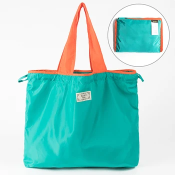 Yeniden kullanılabilir alışveriş poşetleri Kadınlar için alışveriş çantası Katlanabilir Oxford Kumaş İpli omuzdan askili çanta alışveriş çantası Alışveriş saklama çantası