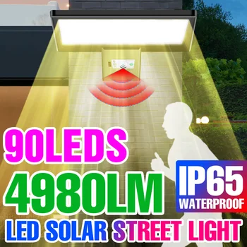 LED güneş enerjili sokak ışığı Bahçe Lambası IP65 Su Geçirmez Spot Dış Aydınlatma İçin Hareket Sensörü İle Güneş Enerjili Sokak Lambaları