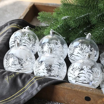6 Şeffaf Yılbaşı Ağacı top süsleme Şeffaf Beyaz Plastik Top 2021 yılbaşı dekoru Noel Doğum Yeni Yıl 2022 Dekorasyon
