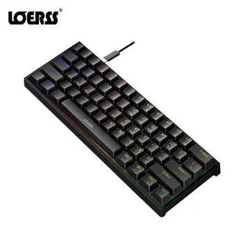 LOERSS K620 Mekanik Klavye Mini 61 Tuşları Oyun RGB Hotswap Tip-C Kablolu Oyun Klavyesi PBT Keycaps 60 % Ergonomi Klavye