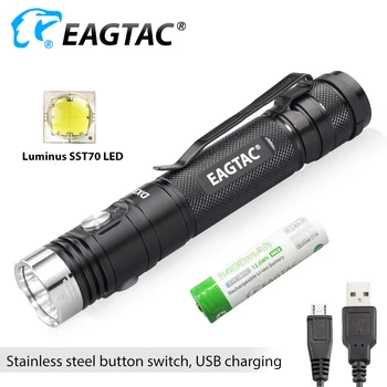 EAGTAC DX3L MKII USB şarj edilebilir LED lamba el feneri SST70 3100lm süper parlak taşınabilir şarj cihazı 18650 3400mAh Dahil