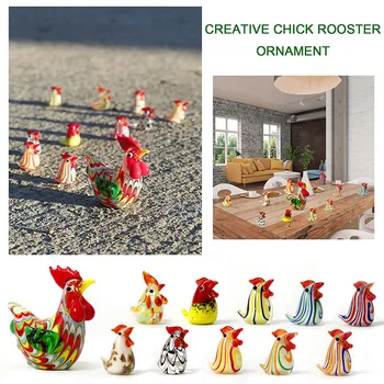 Yaratıcı Civciv Horoz Cam Boncuk Renk Hayvan Tavuk Masaüstü Süsler Heykeli Minyatürleri Oturma Odası Ev Aksesuarları