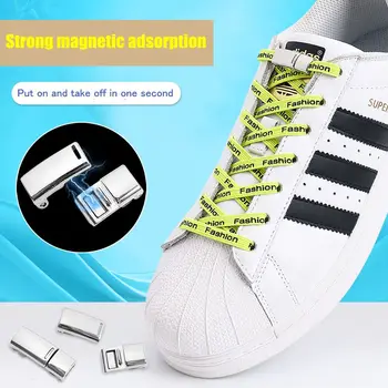 Yeni Manyetik kilit Ayakabı Hiçbir kravat Ayakkabı Bağı Sneakers Elastik Ayakkabı Dantel Çocuklar İçin Yetişkin Tembel Hızlı Basın Kilitleme Düz Ayakkabı Dizeleri