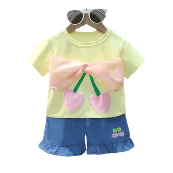 Yeni Yaz Bebek Giysileri Takım Elbise çocuk kıyafetleri Bebek Kız günlük t-Shirt Şort 2 adet / takım Toddler Spor Kostüm Çocuk Spor