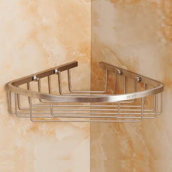 Fırçalanmış Köşe duş rafı-Paslanmaz Çelik Duvara Monte Duş Sepeti banyo rafı Banyo için