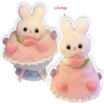 2in1 Prenses Tavşan Değiştirmek Buket peluş oyuncak Cosplay Tavşan Bebek Çiçek Paketi peluş oyuncak Hediyeler sevgililer Günü Kız Arkadaşı