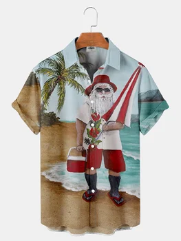 Renk Hawaiian Büyük Boy Çuval Erkekler İçin rahat Elbise Gömlek erkek Lüks Giyim Tanrı Noel Baba Elbise Camisa Çiçek Masculina