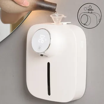 Sıcak Sabunluk Duvara monte Şarj Edilebilir Sıcaklık Göstergesi Sıvı sabunluklar Otomatik Köpük El dezenfektanı Makinesi