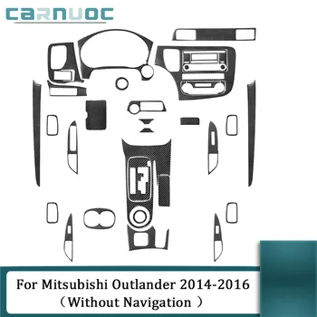 Araba İç Dekoratif Aksesuarları Mitsubishi Outlander 2014 2015 İçin 2016 Navigasyon Olmadan Karbon Fiber Siyah Çıkartmalar