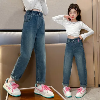 2023 Yeni Erkek Kız Serin Kot Çocuklar İlkbahar Ve Sonbahar Pantolon Kore günlük bol pantolon çocuk giyim yazlık pantolonlar
